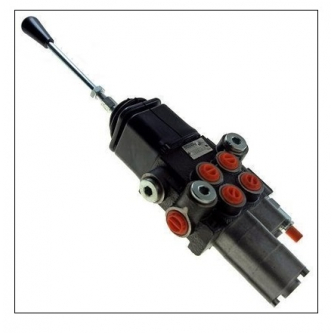 2-section hydraulic distributor with a joystick, one floating section